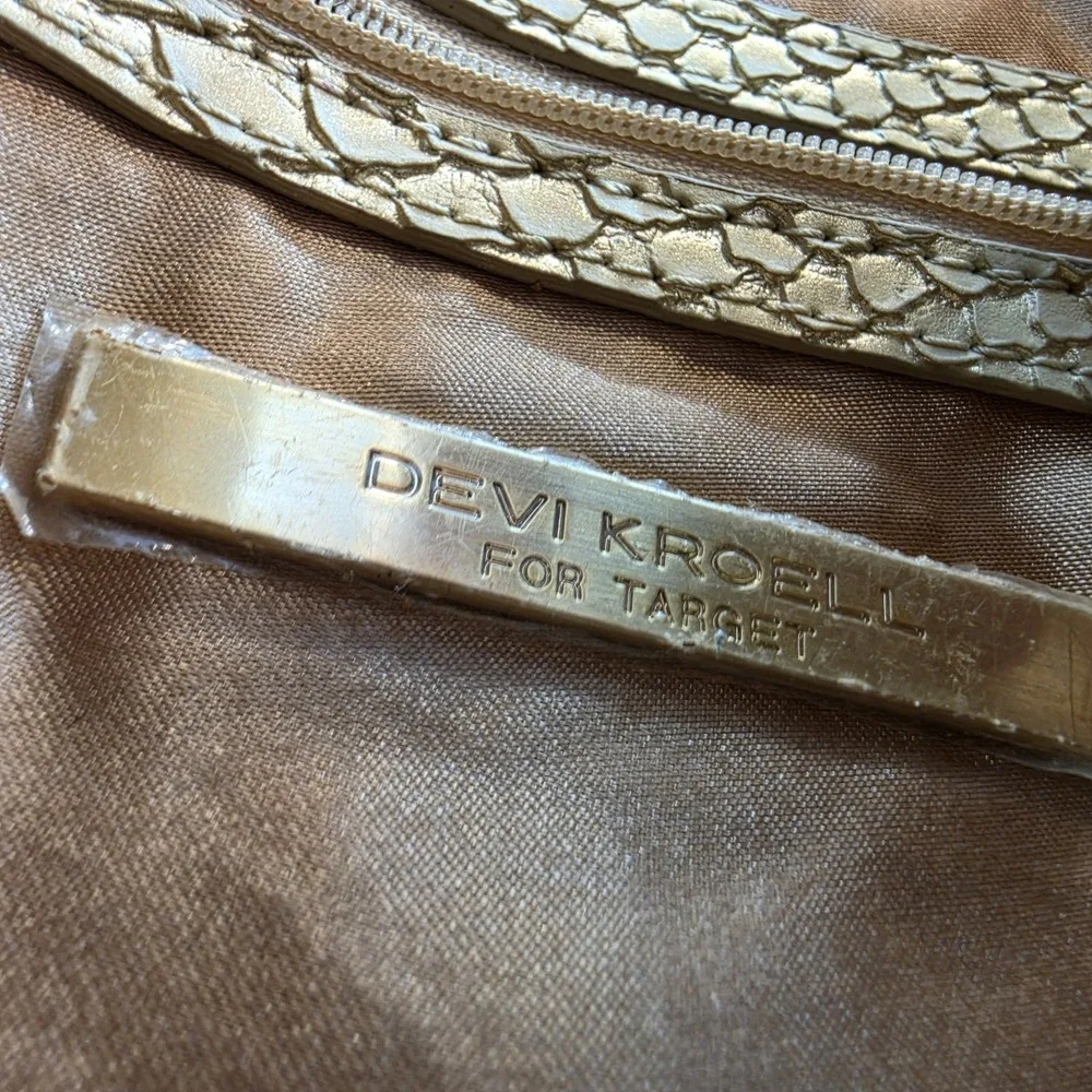 Devi Kroell for Target Gold Snake Embossed Hobo Shoulder Bag Faux Leather Purse